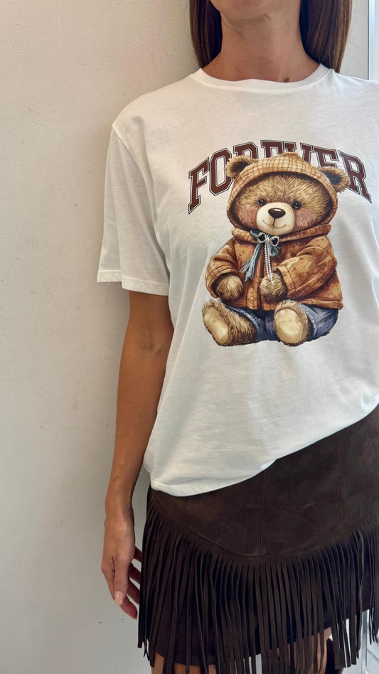 T-SHIRT ORSETTO FOREVER BIANCA