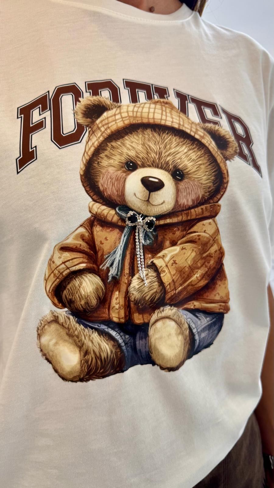 T-SHIRT ORSETTO FOREVER BIANCA