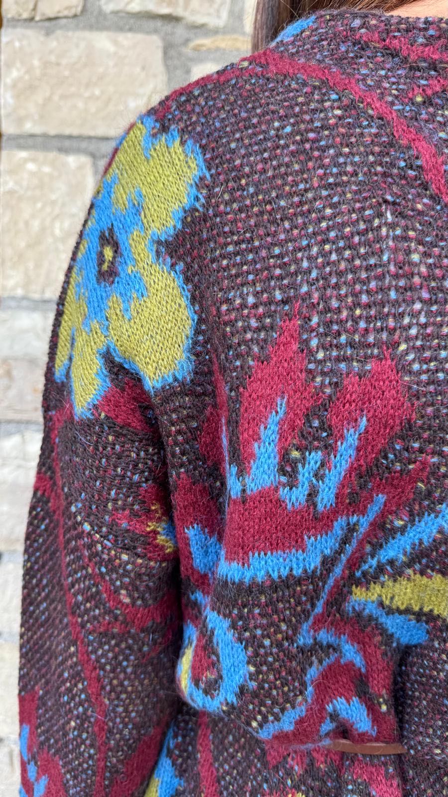 CARDIGAN FIORATO BURGUNDY