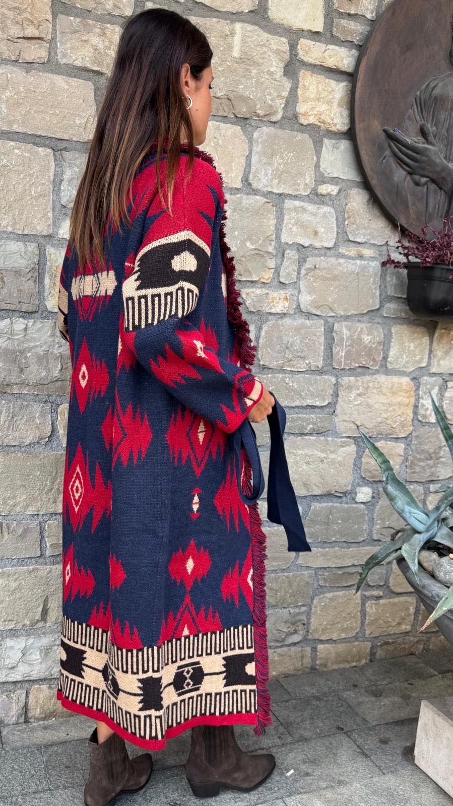 CARDIGAN LUNGO BLU ROSSO