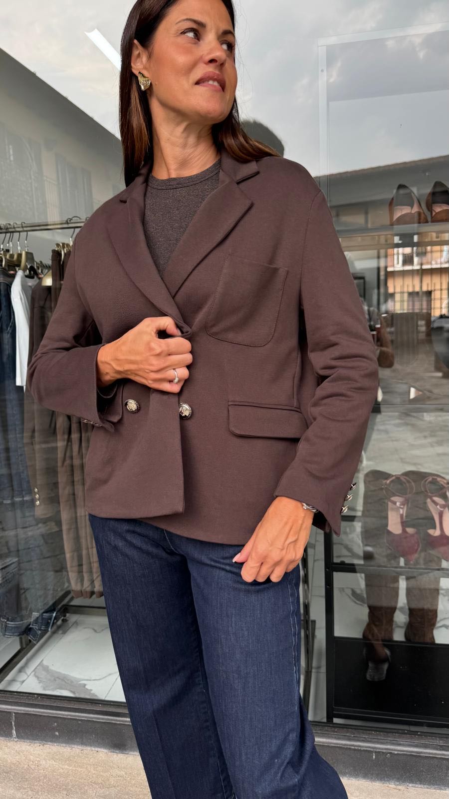 GIACCA IN FELPA DOPPIOPETTO CIOCCOLATO