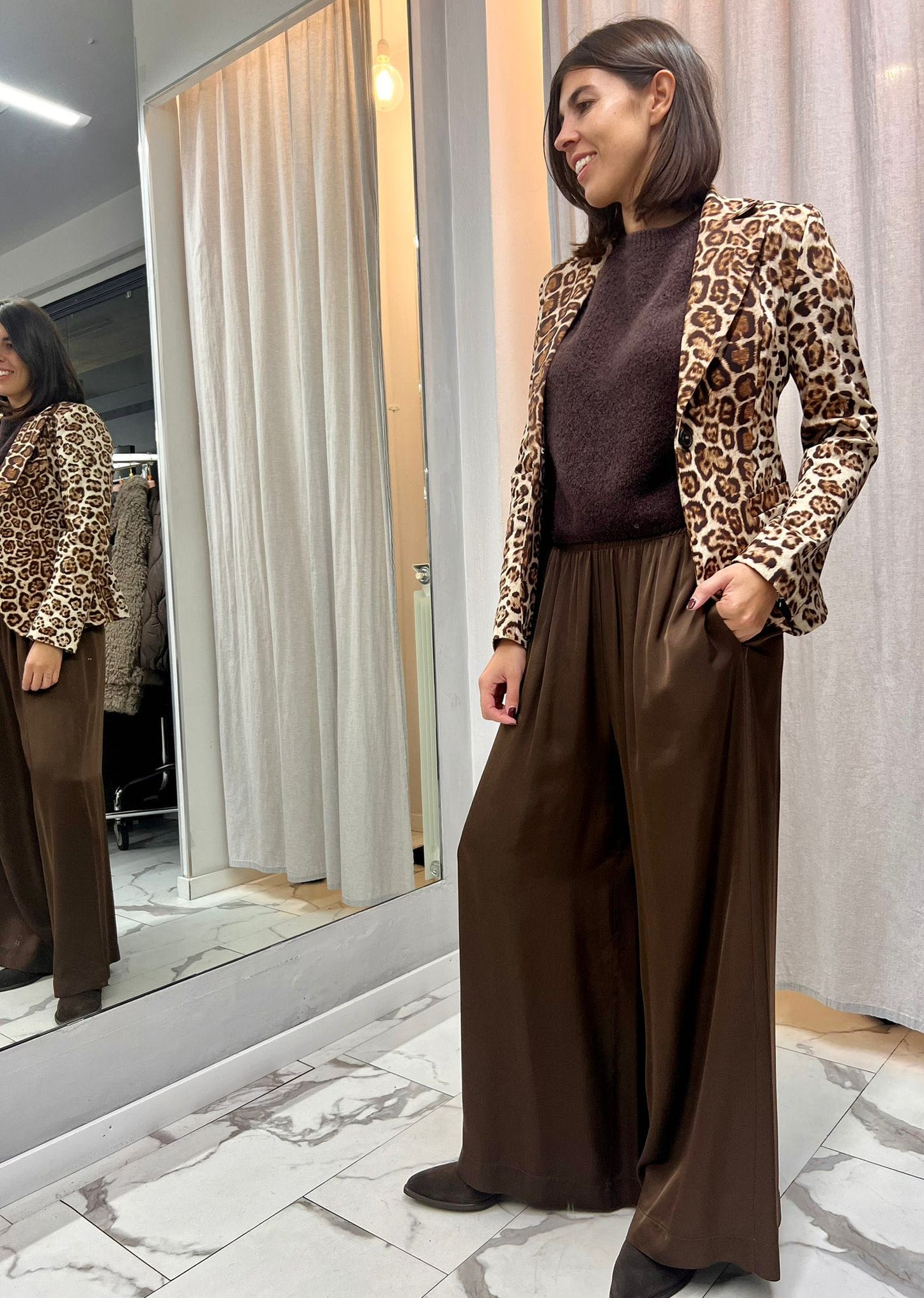 PANTALONE PALAZZO VISCOSA CIOCCOLATO