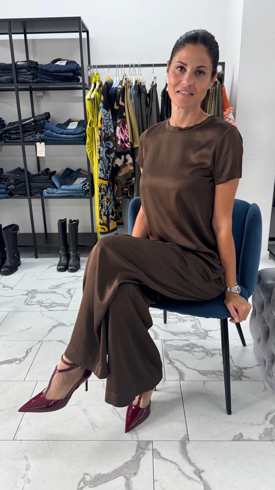 PANTALONE PALAZZO VISCOSA CIOCCOLATO