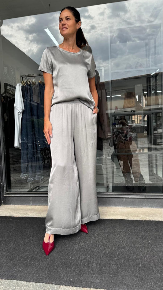 PANTALONE PALAZZO VISCOSA GRIGIO CHIARO
