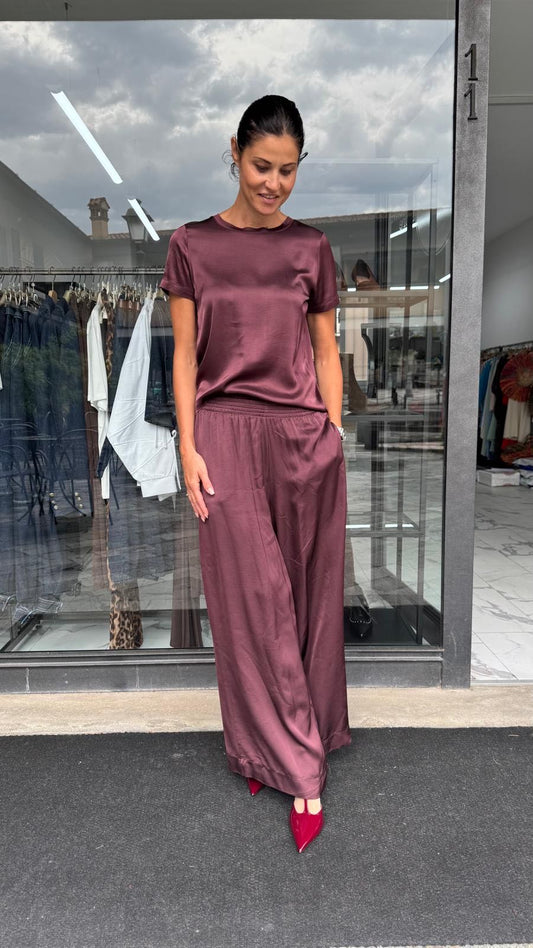 PANTALONE PALAZZO VISCOSA MELANZANA