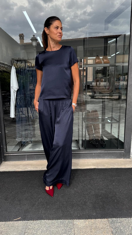 PANTALONE PALAZZO VISCOSA BLU