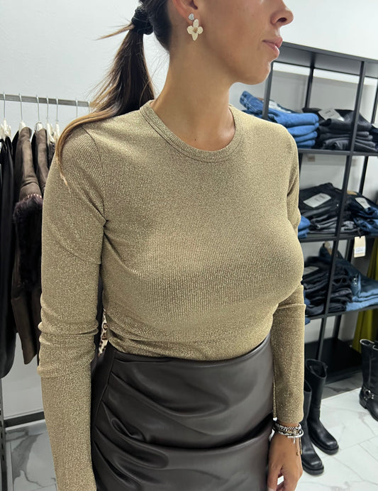MAGLIA GIROCOLLO LUREX ORO