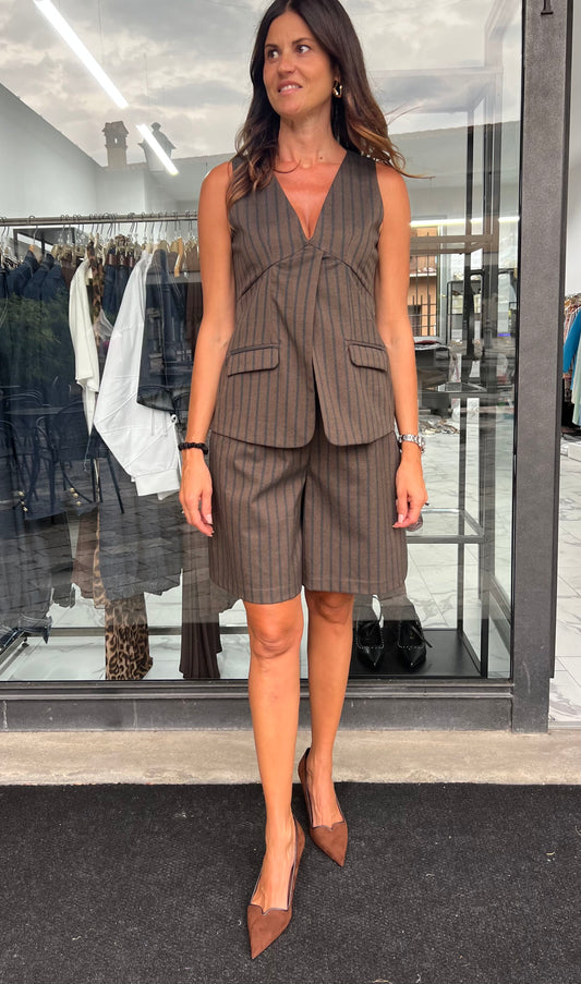 GILET GESSATO BLU E MORO