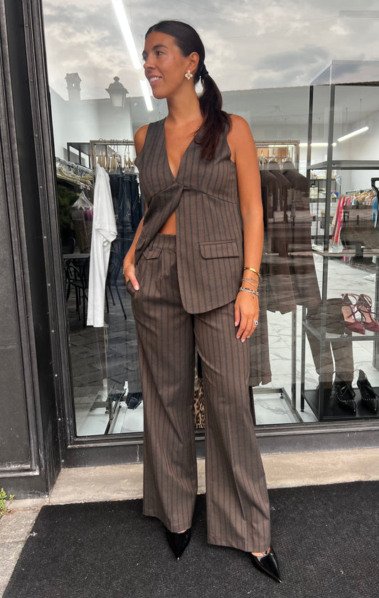 PANTALONE GESSATO BLU E MORO