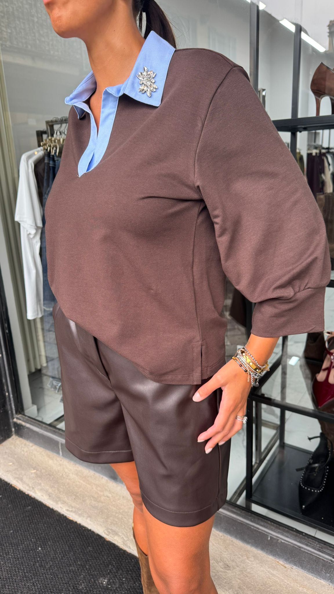 PANTALONCINO ECOPELLE MORO