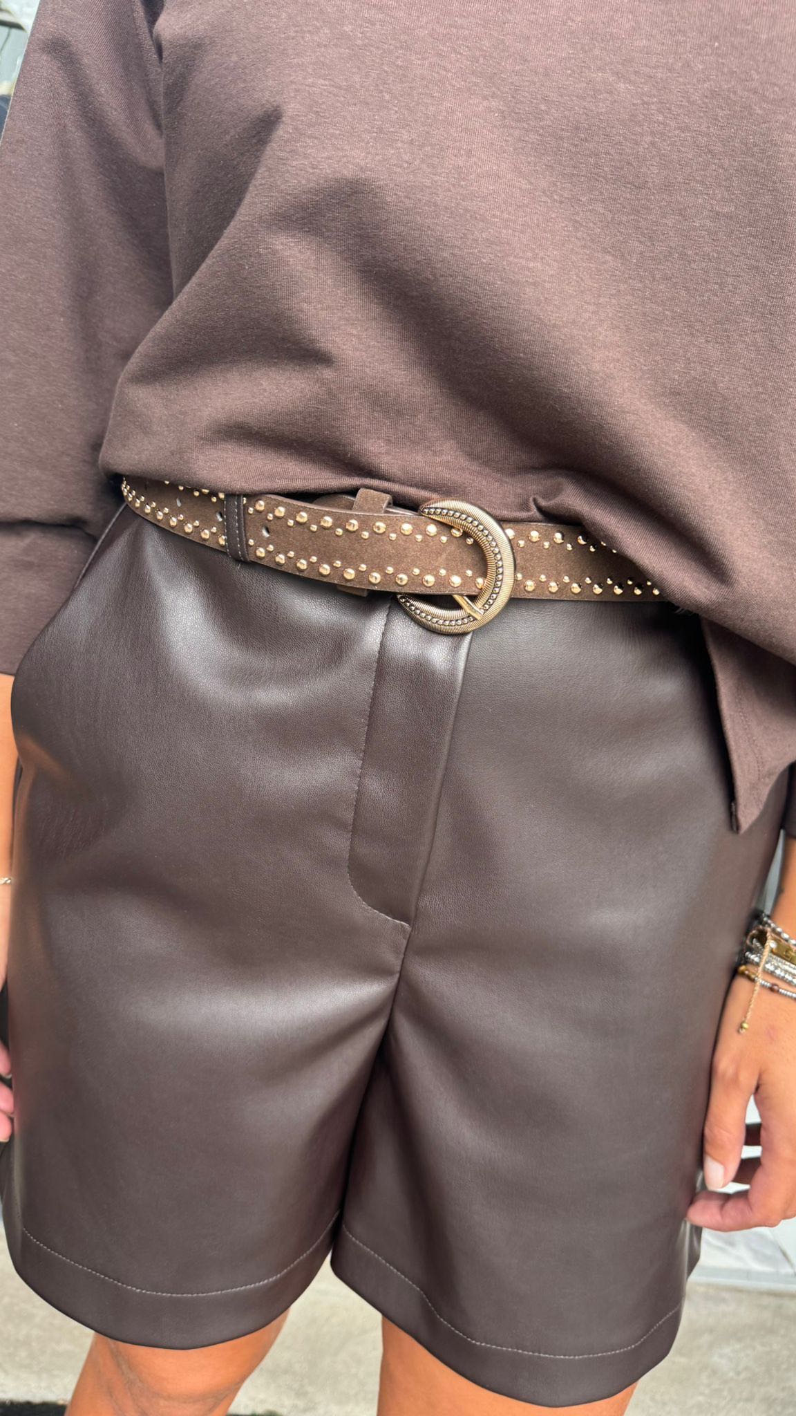 PANTALONCINO ECOPELLE MORO