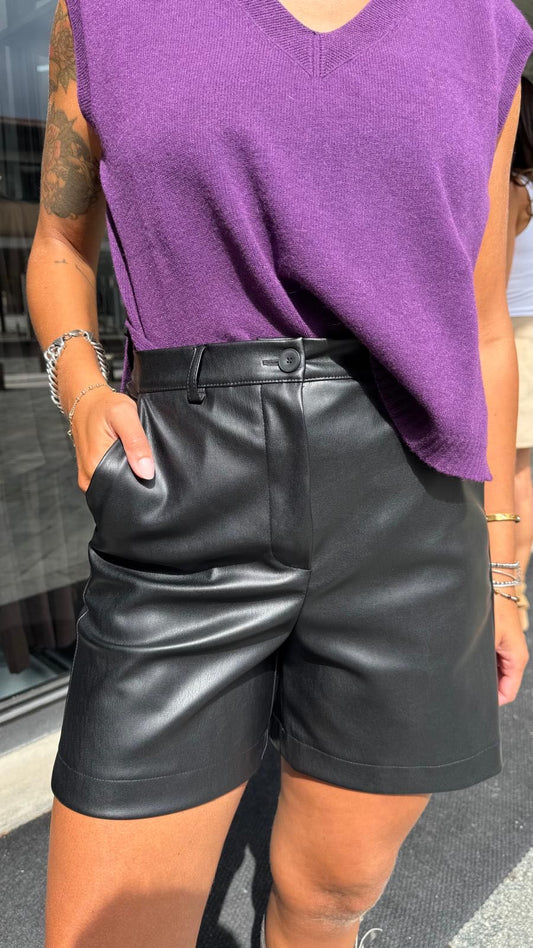 PANTALONCINO ECOPELLE NERO