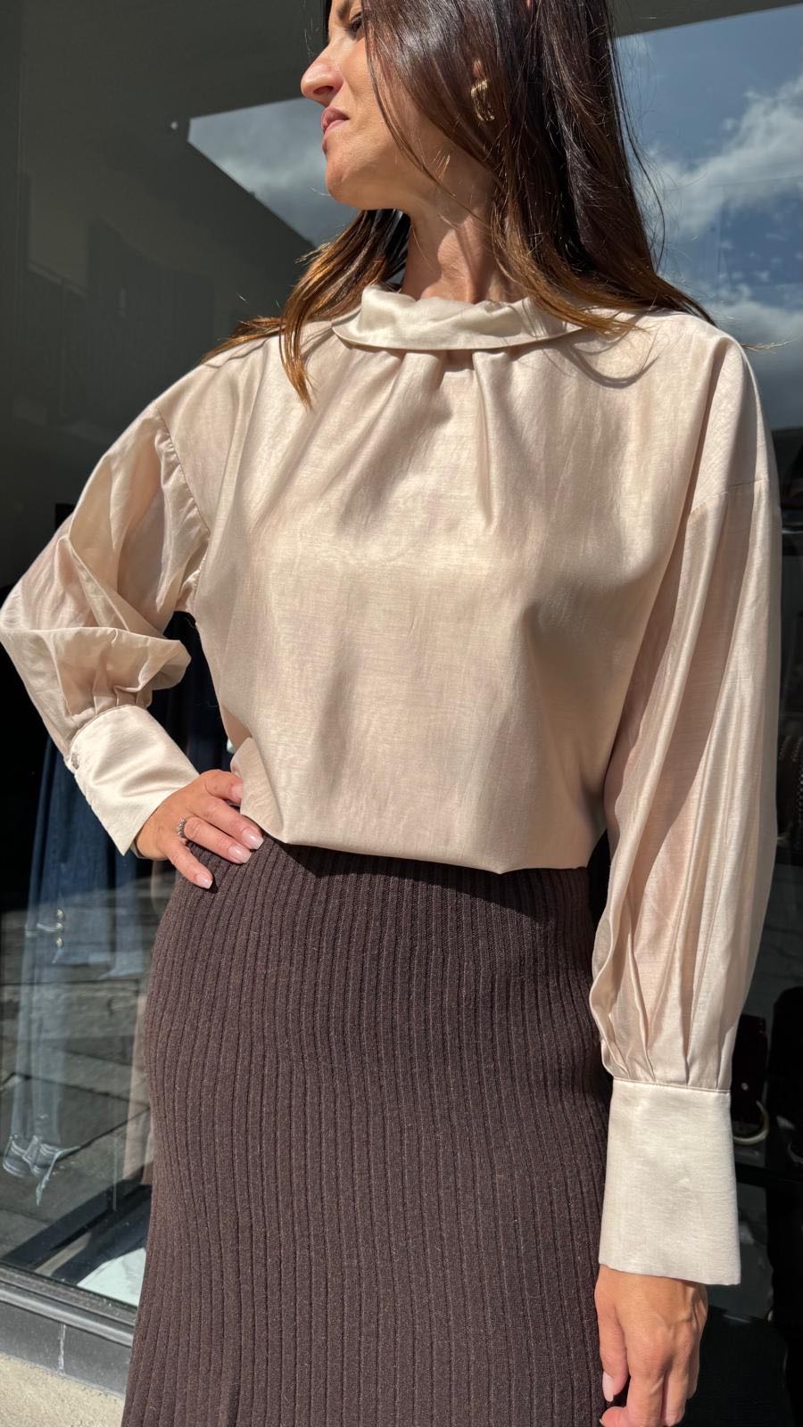 BLUSA COLLETTO TONDO BURRO