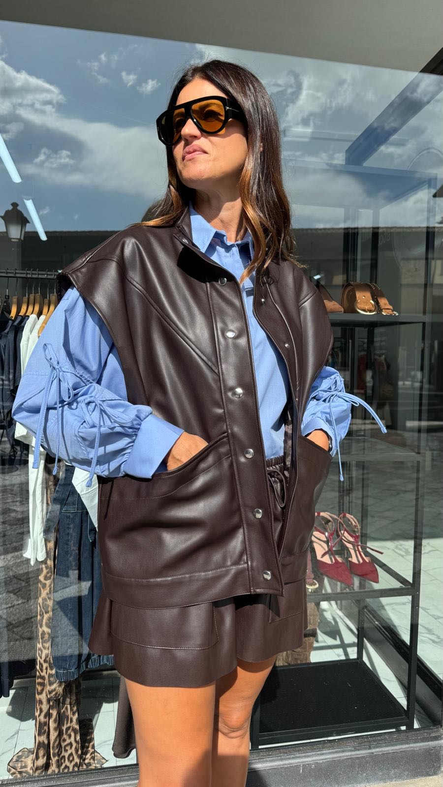 BOMBER ECOPELLE SMANICATO MORO