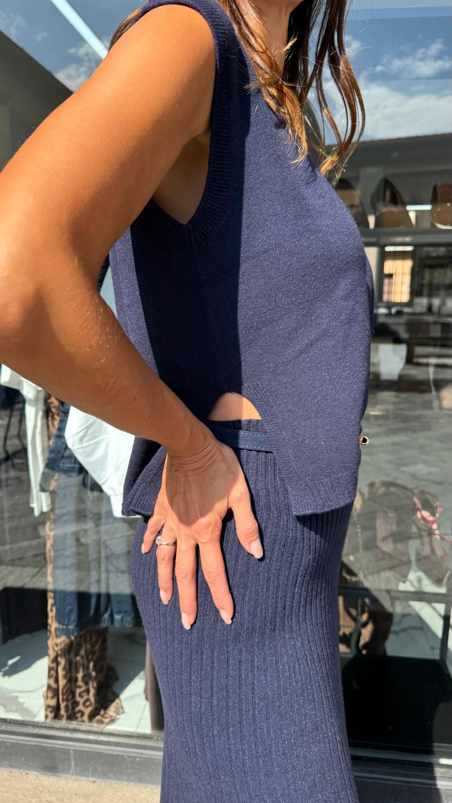 GILET VISCOSA ANGORA BLU
