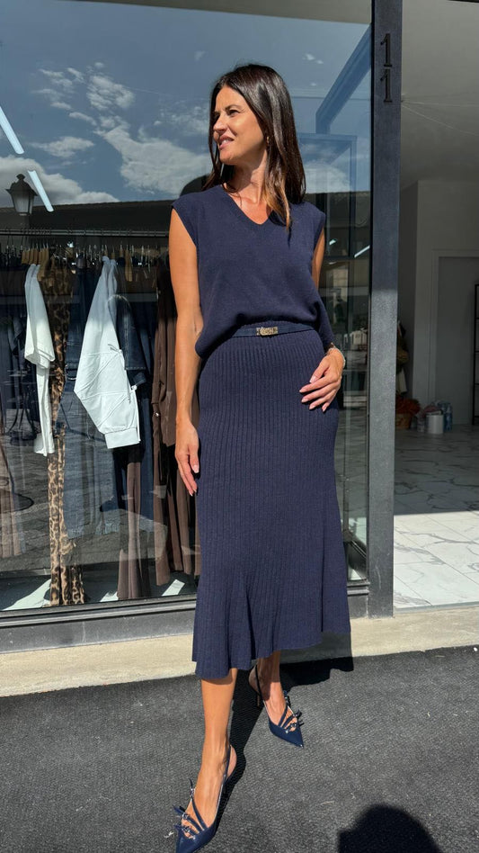 GILET VISCOSA ANGORA BLU