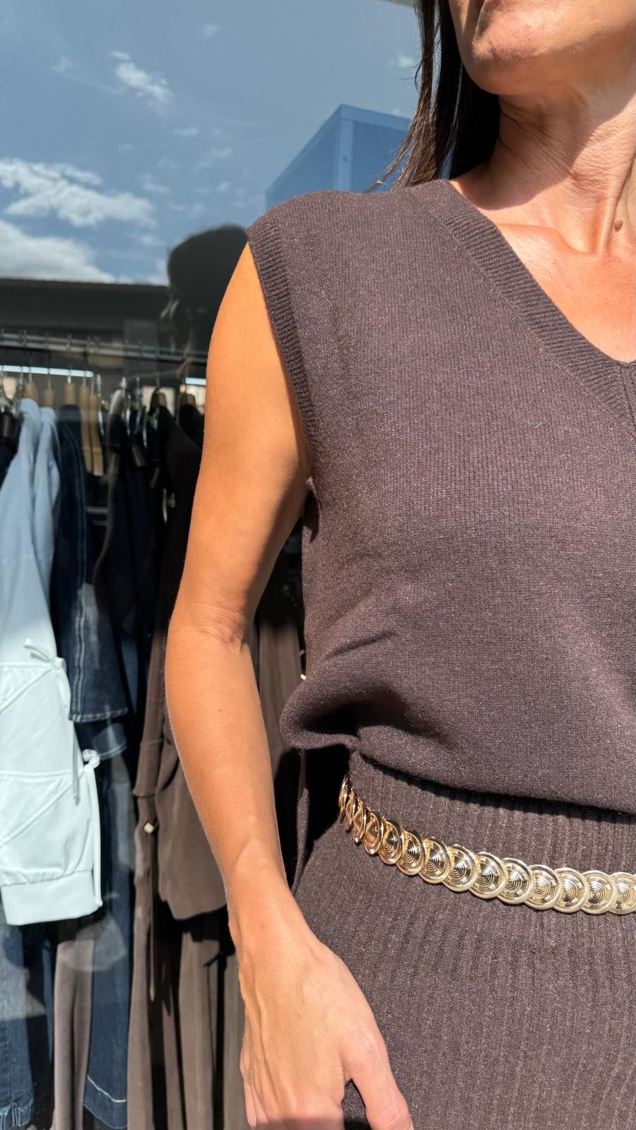 GILET VISCOSA ANGORA CIOCCOLATO