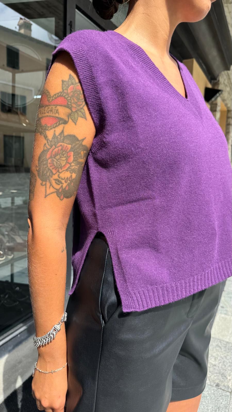 GILET VISCOSA ANGORA VIOLA