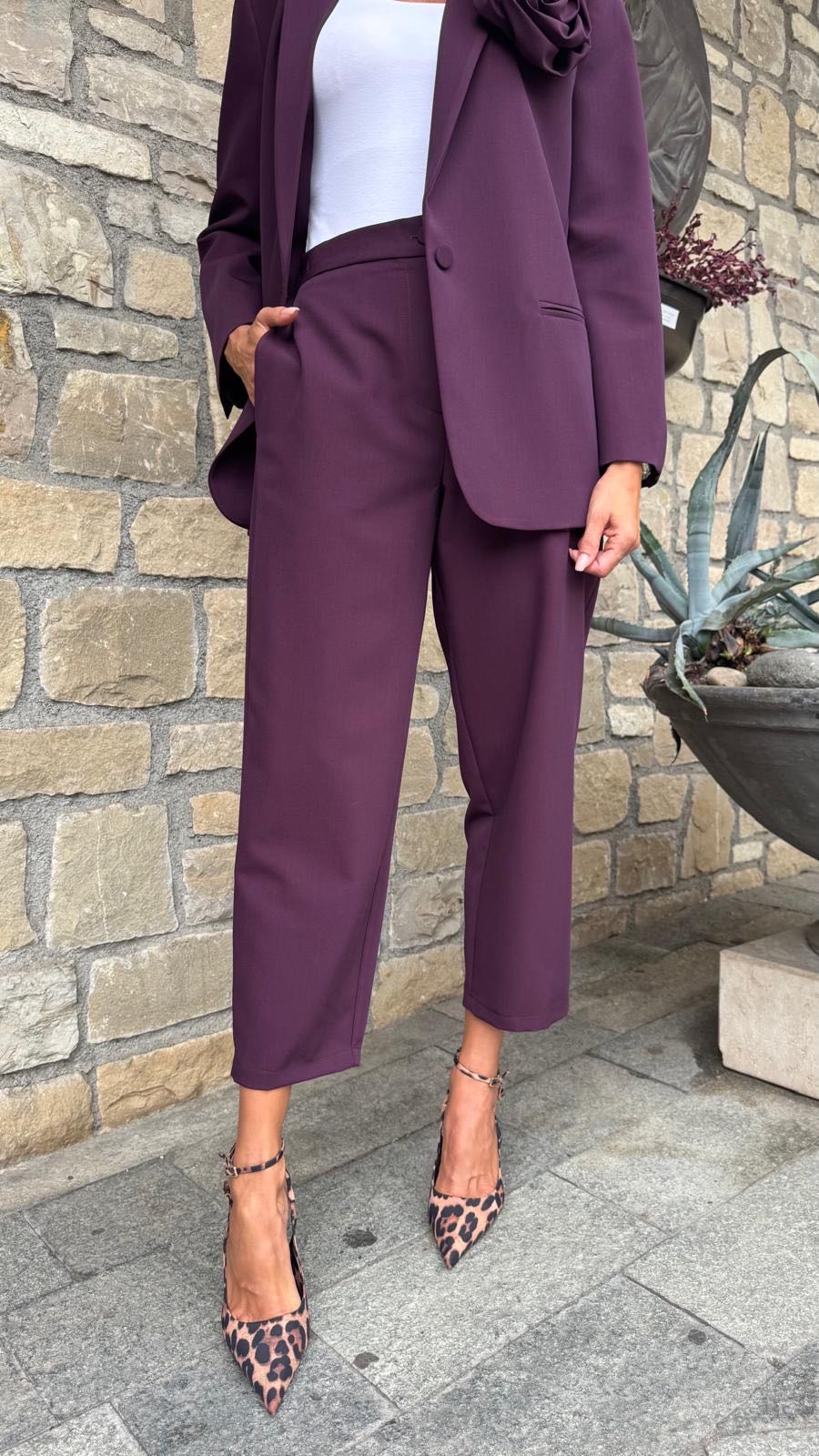 PANTALONE DRITTO MELANZANA