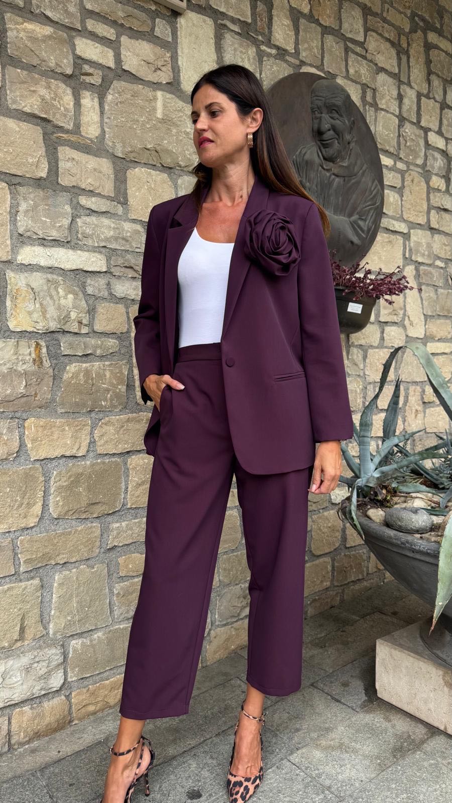 PANTALONE DRITTO MELANZANA