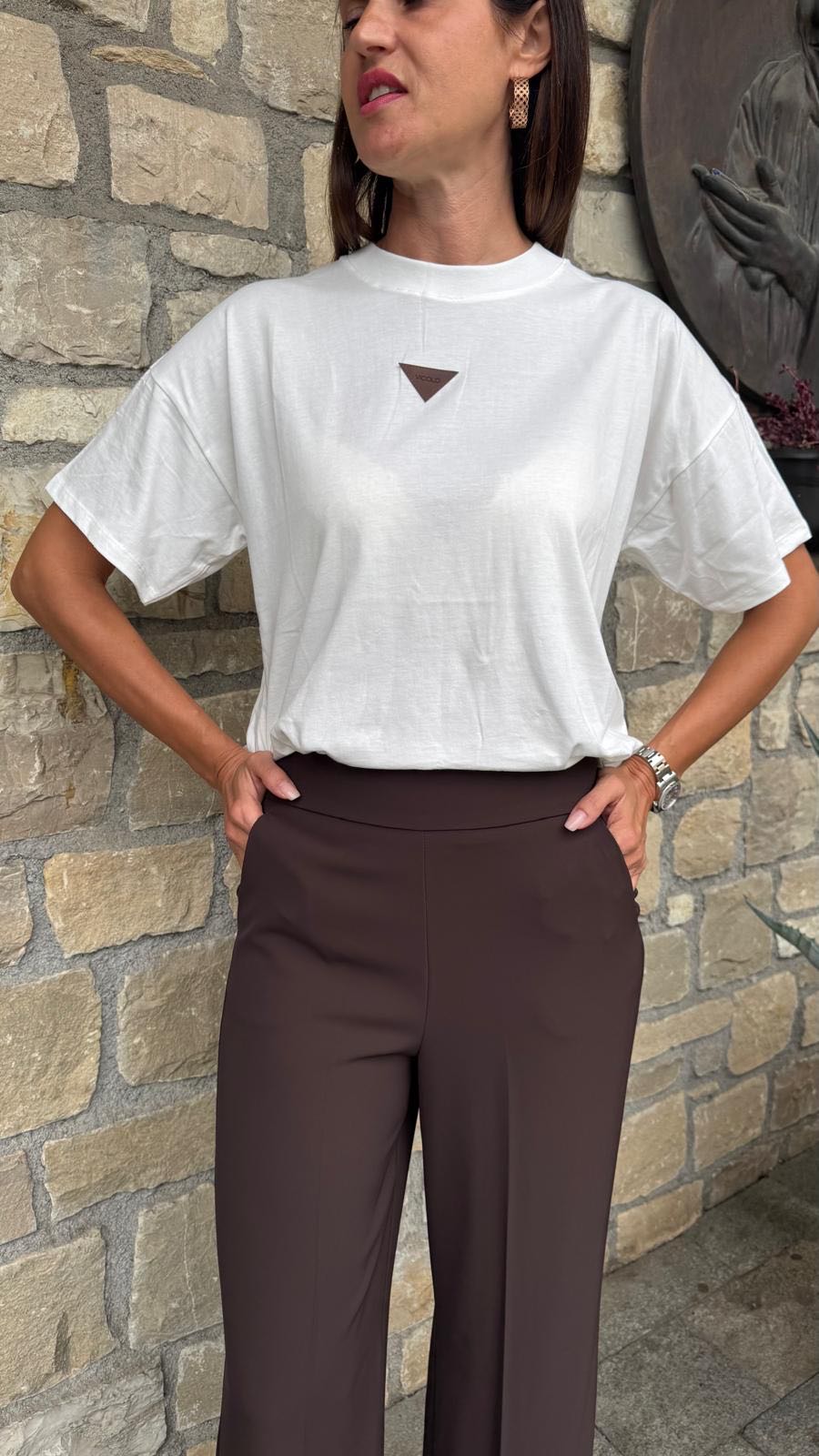T-SHIRT OVER TARGHETTA BIANCA