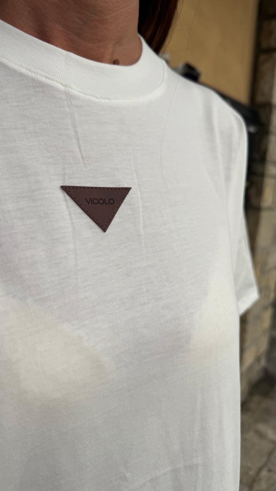 T-SHIRT OVER TARGHETTA BIANCA
