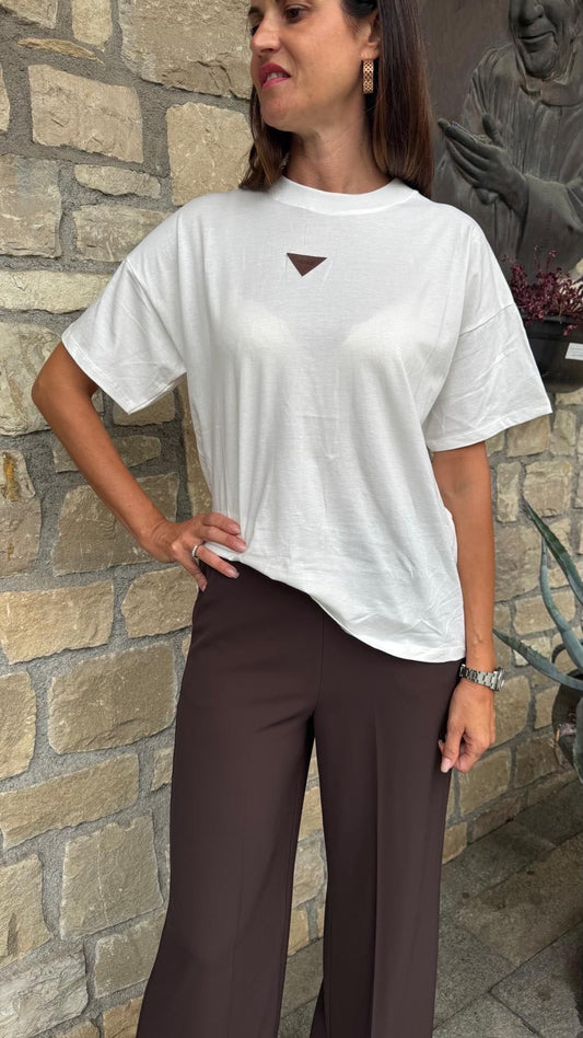T-SHIRT OVER TARGHETTA BIANCA