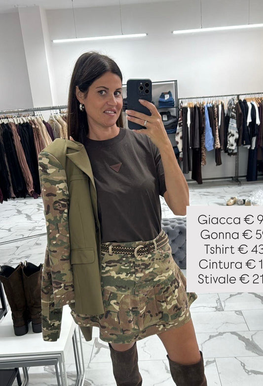 T-SHIRT OVER TARGHETTA CIOCCOLATO