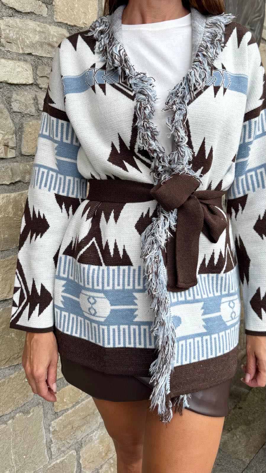 CARDIGAN BIANCO AZZURRO CIOCCOLATO