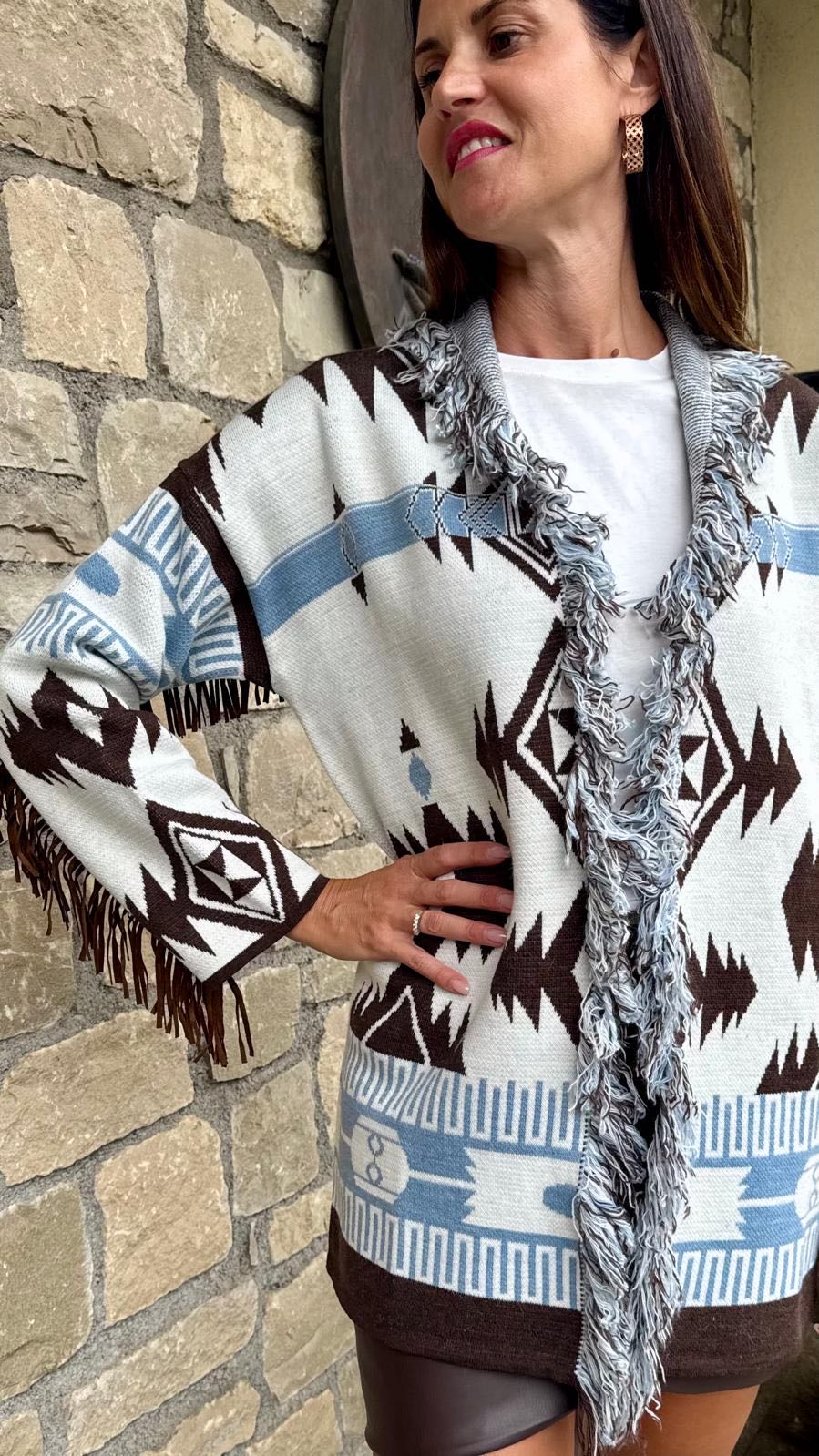 CARDIGAN BIANCO AZZURRO CIOCCOLATO