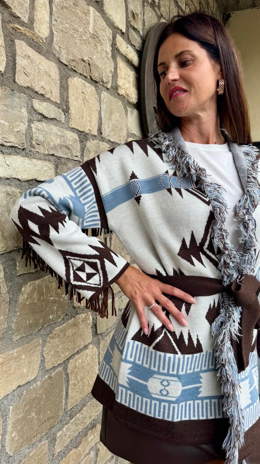 CARDIGAN BIANCO AZZURRO CIOCCOLATO