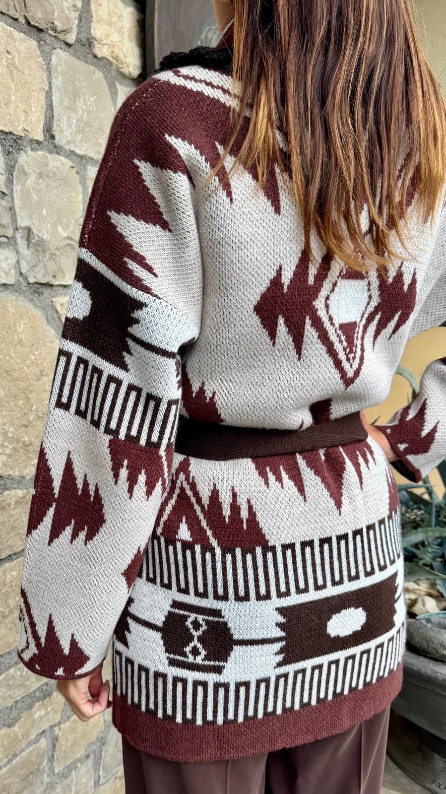 CARDIGAN PANNA E CIOCCOLATO