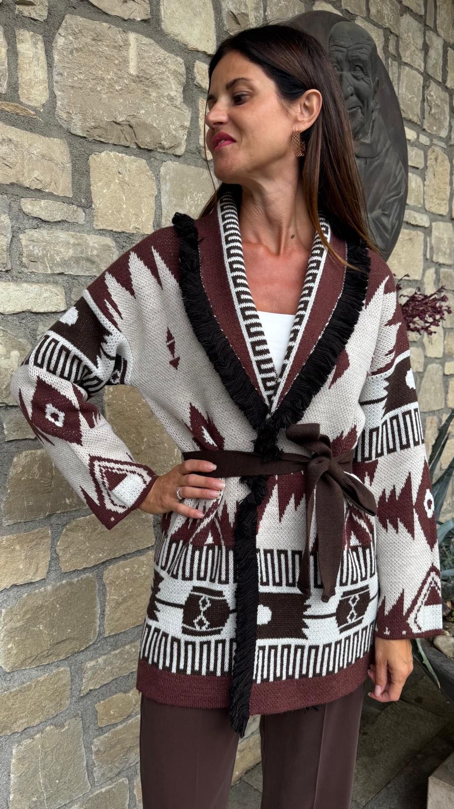 CARDIGAN PANNA E CIOCCOLATO