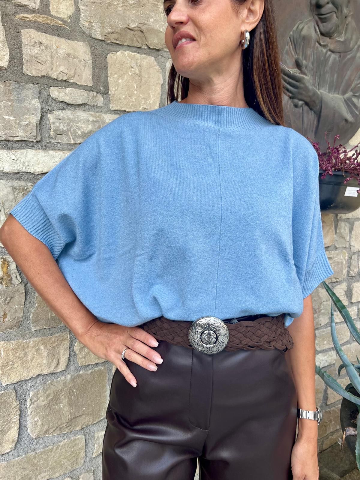 MAGLIA SCATOLETTA VISCOSA AZZURRA