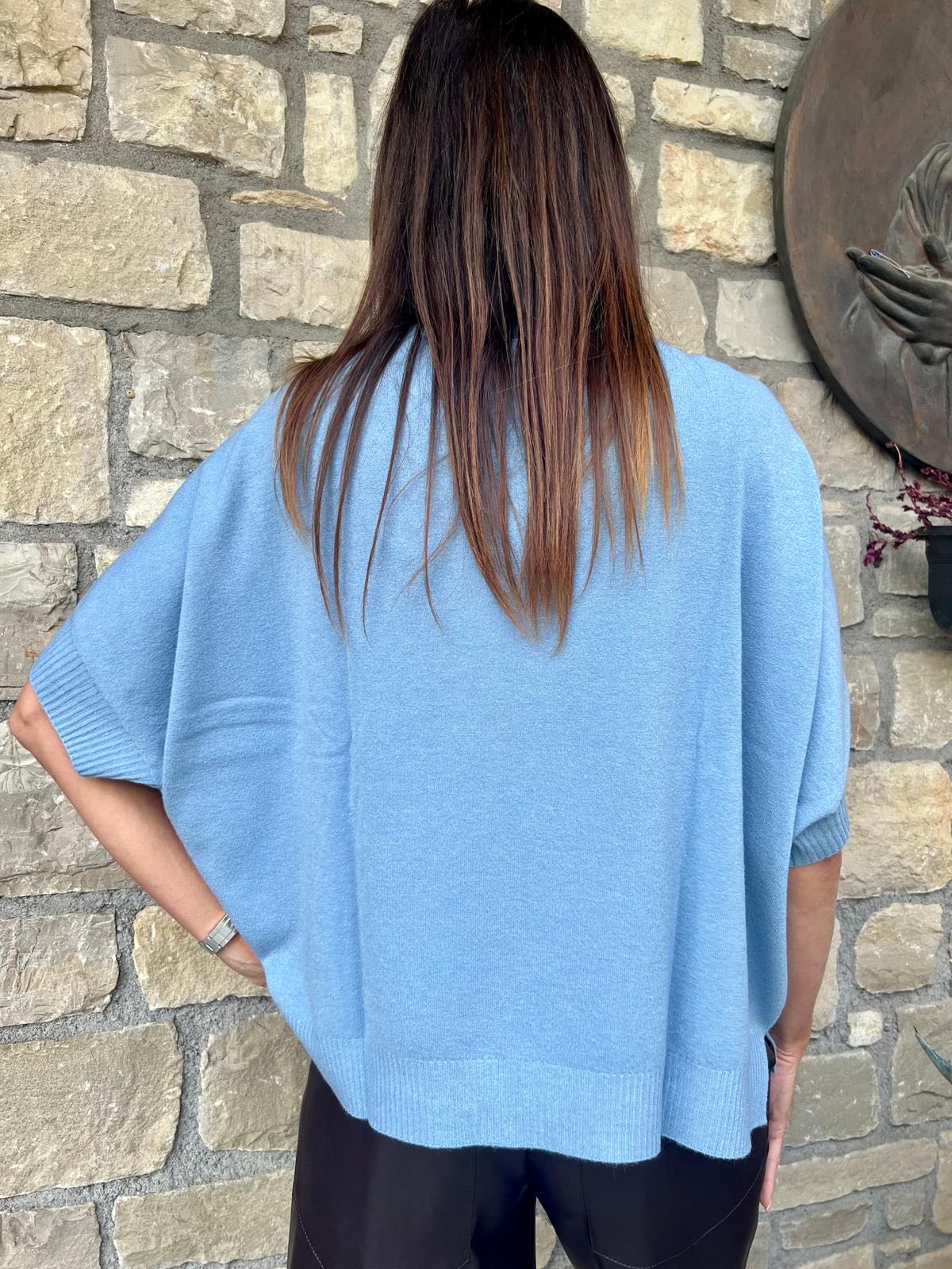 MAGLIA SCATOLETTA VISCOSA AZZURRA