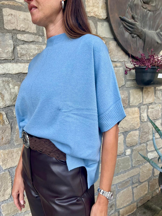 MAGLIA SCATOLETTA VISCOSA AZZURRA