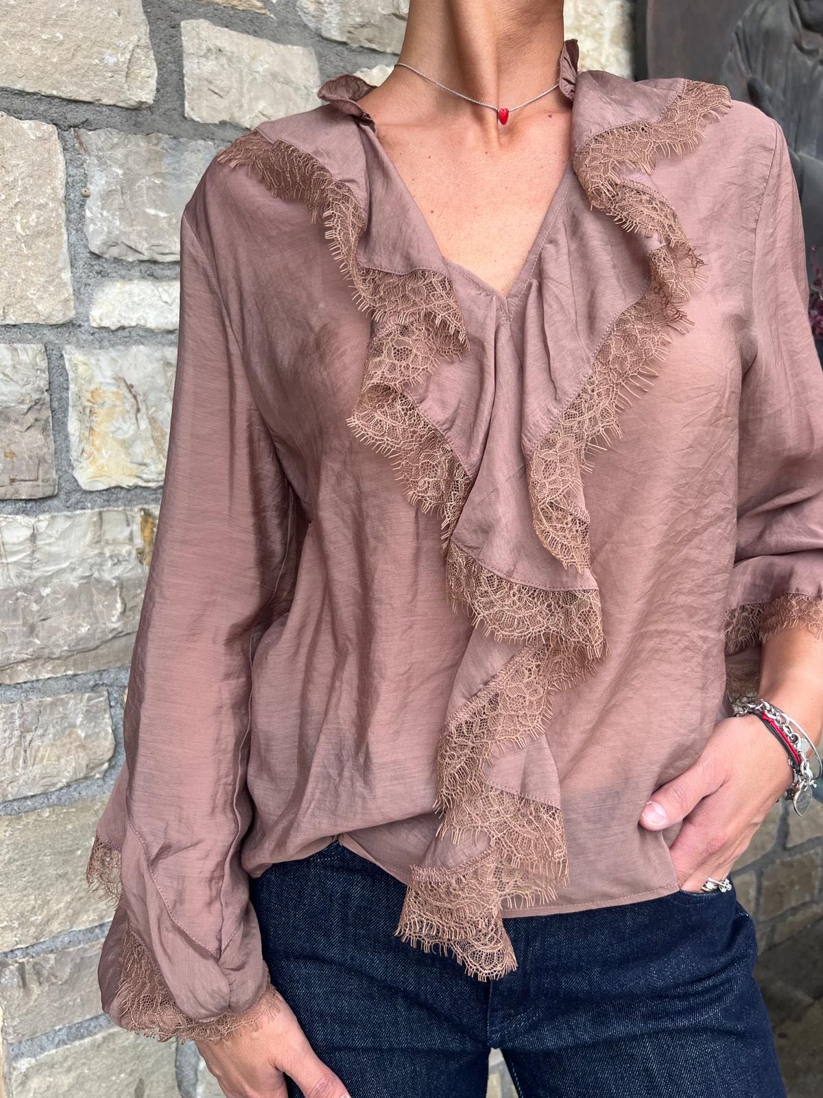 CAMICIA ROUGE PIZZO MOUSSE