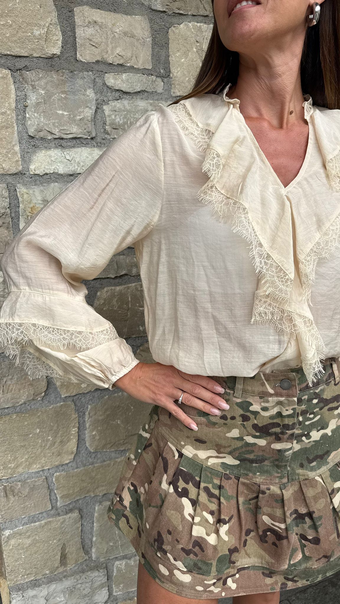 CAMICIA ROUGE PIZZO BURRO