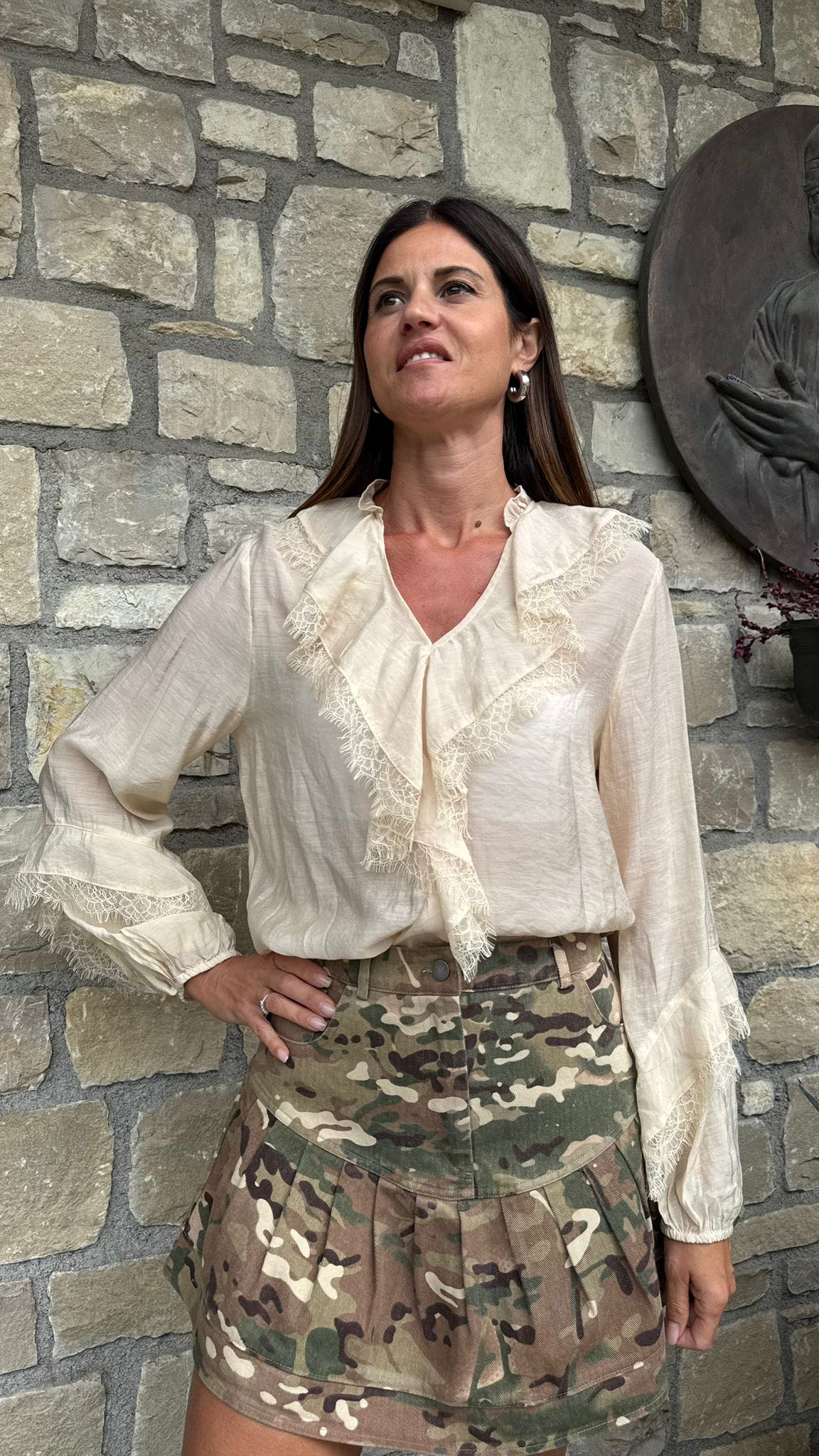 CAMICIA ROUGE PIZZO BURRO