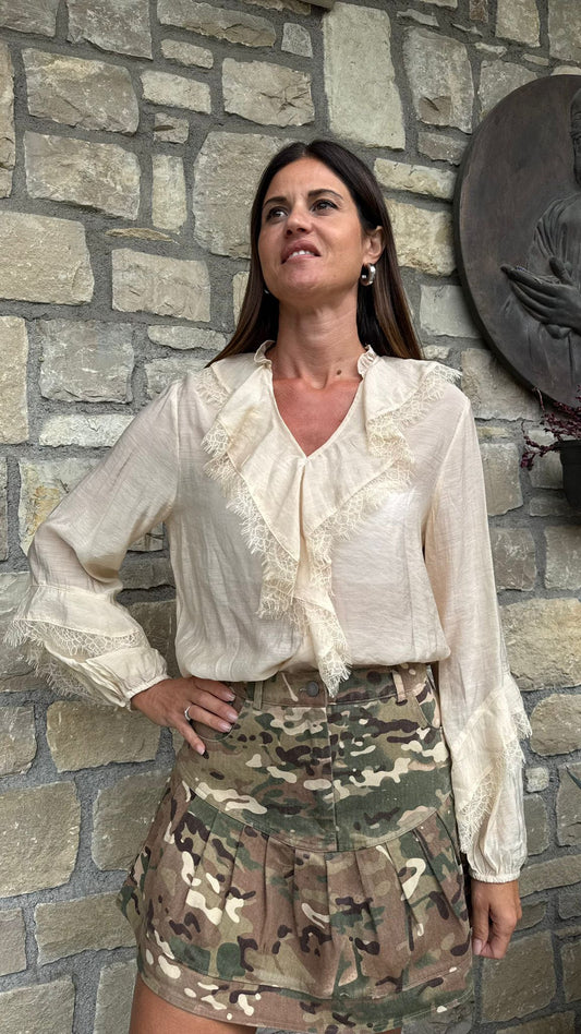 CAMICIA ROUGE PIZZO BURRO