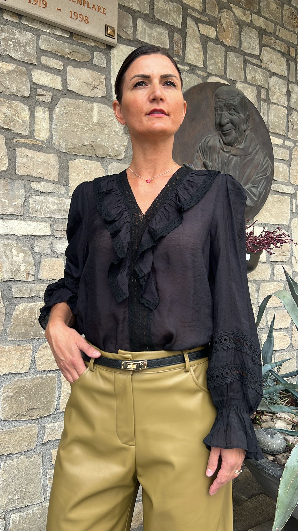 CAMICIA ROUGE CROCHET NERA
