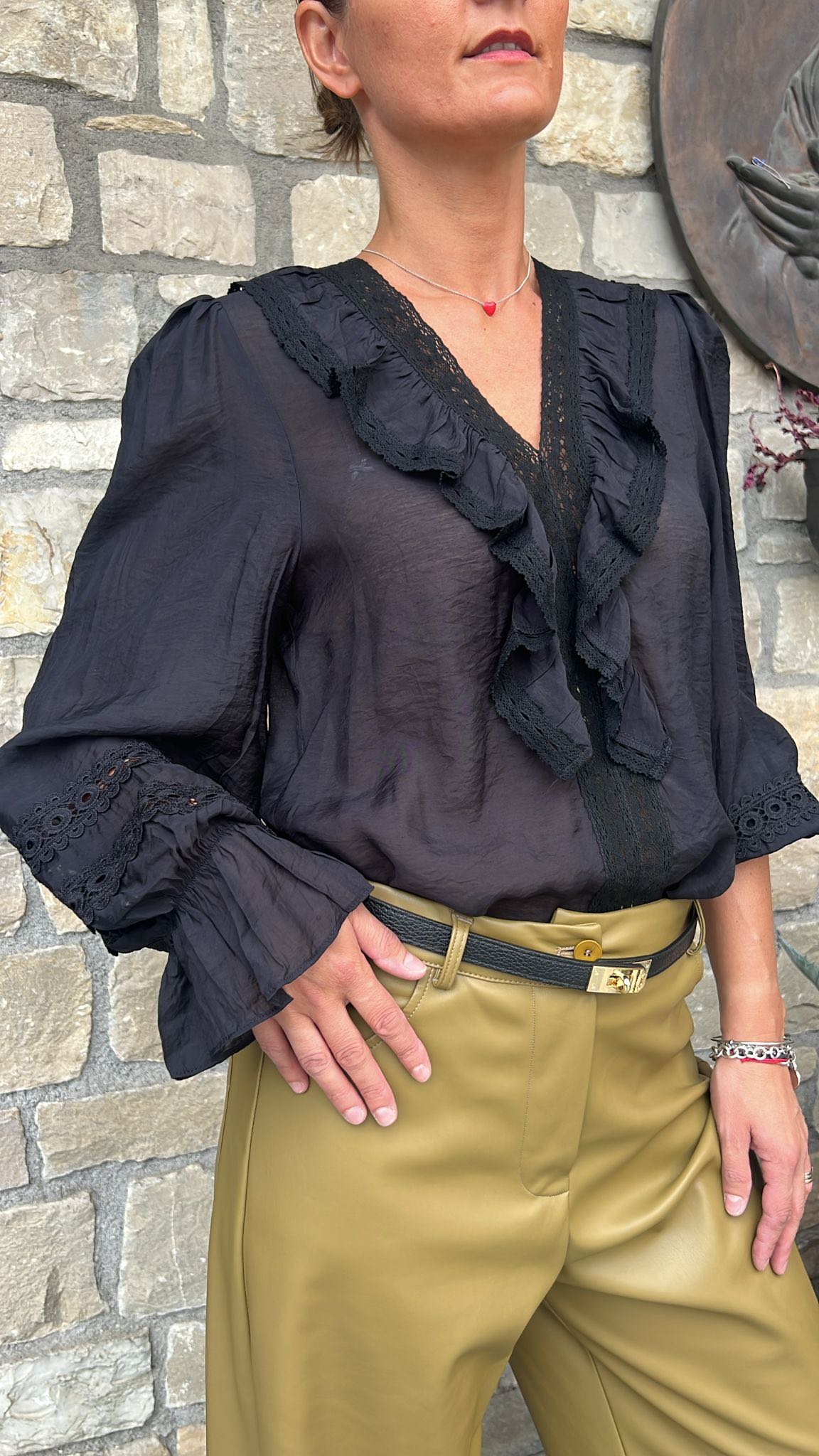 CAMICIA ROUGE CROCHET NERA
