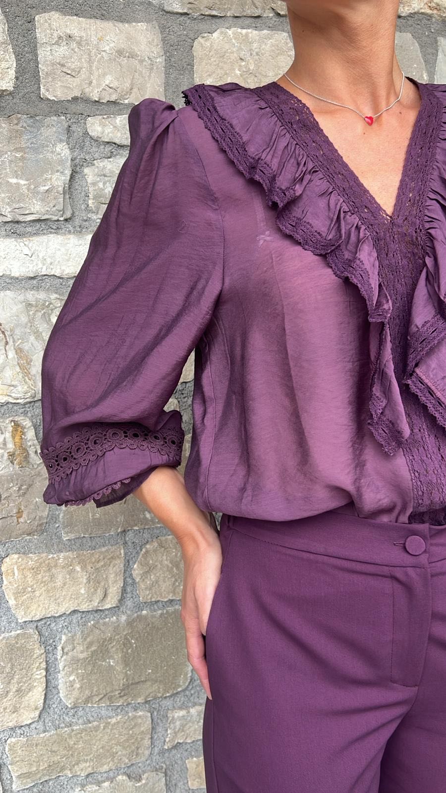 CAMICIA ROUGE CROCHET MELANZANA
