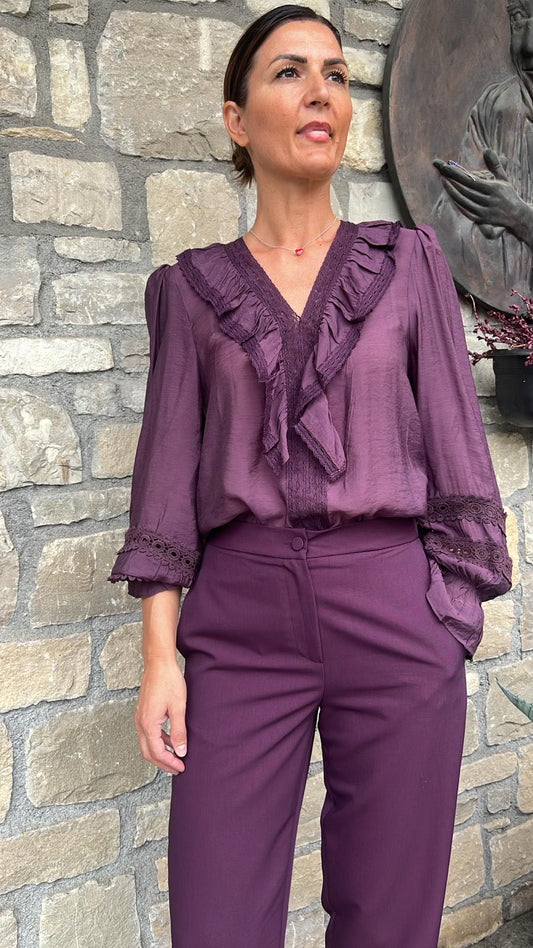 CAMICIA ROUGE CROCHET MELANZANA