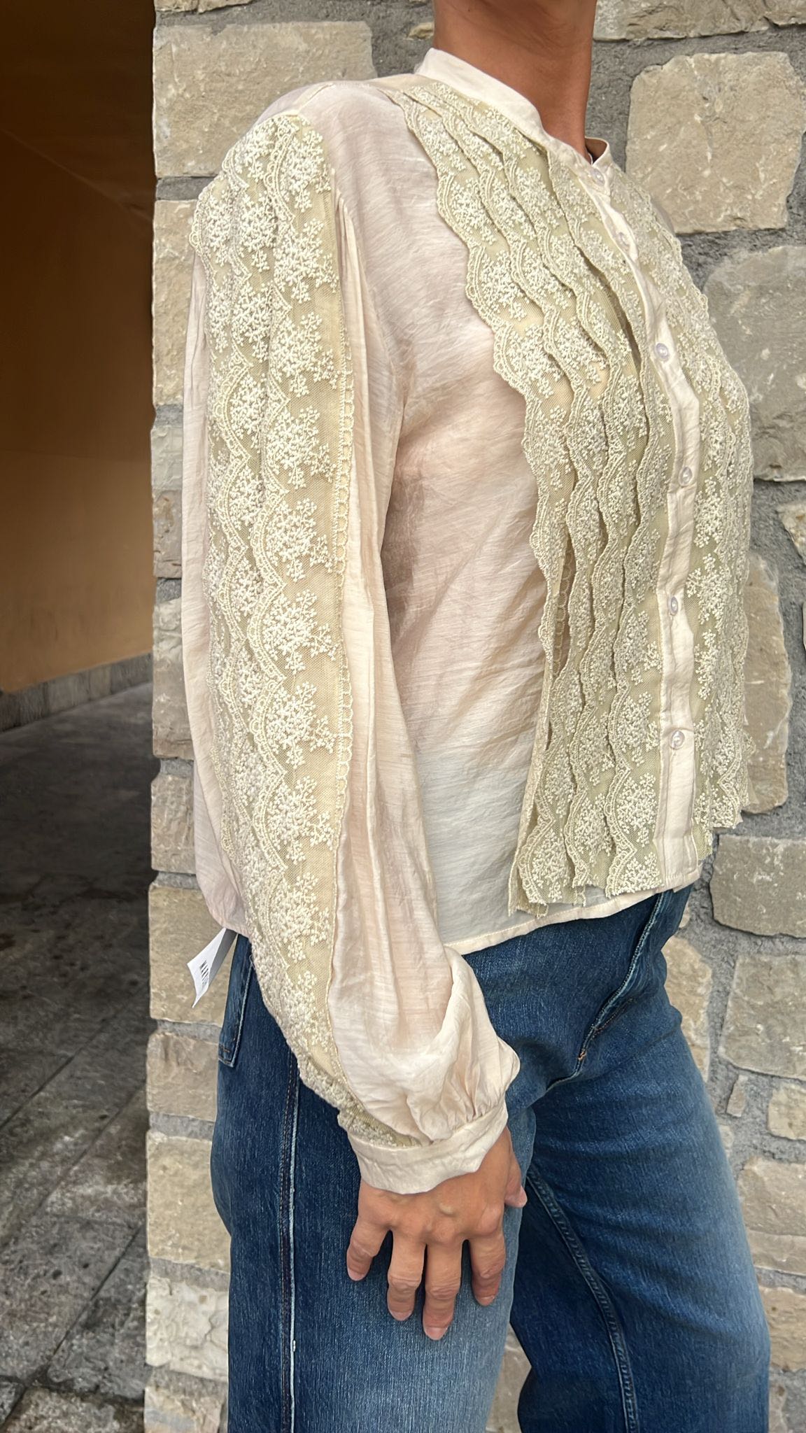CAMICIA COREANA PIZZO BURRO