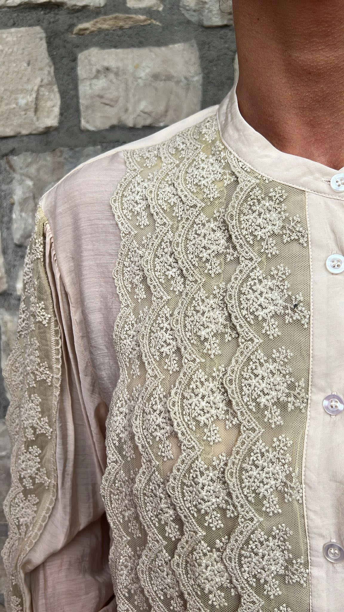 CAMICIA COREANA PIZZO BURRO