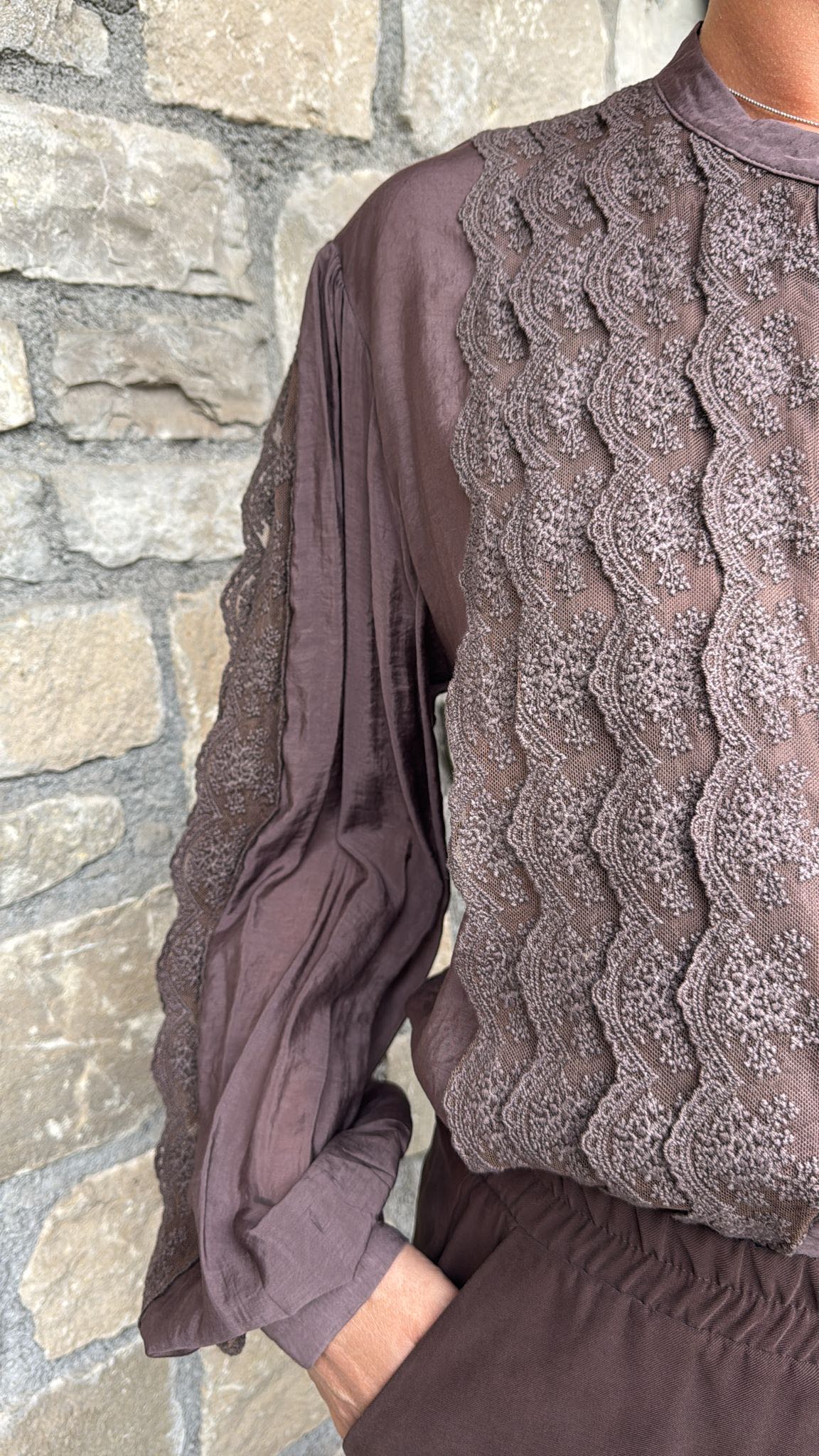 CAMICIA COREANA PIZZO CIOCCOLATO