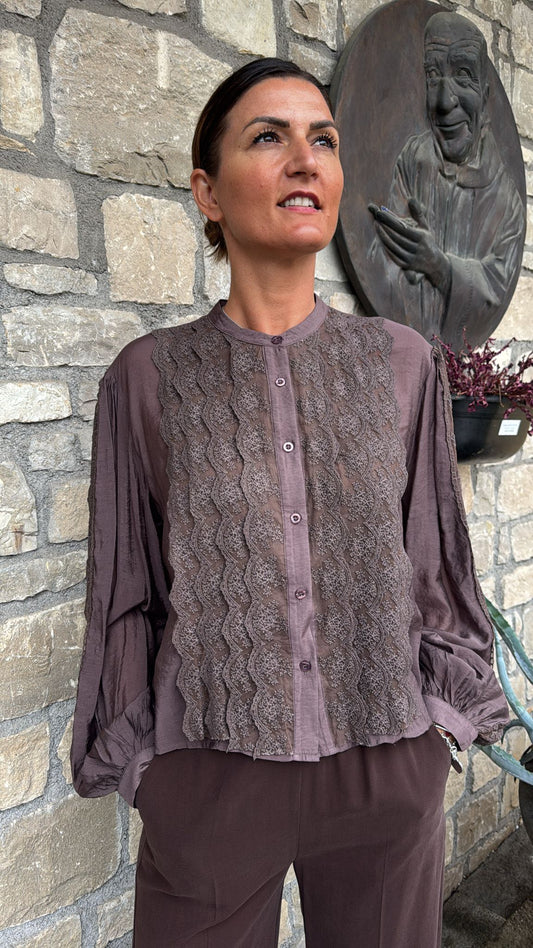 CAMICIA COREANA PIZZO CIOCCOLATO