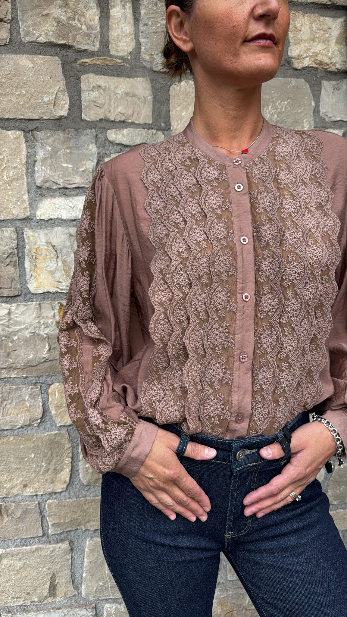 CAMICIA COREANA PIZZO MOUSSE