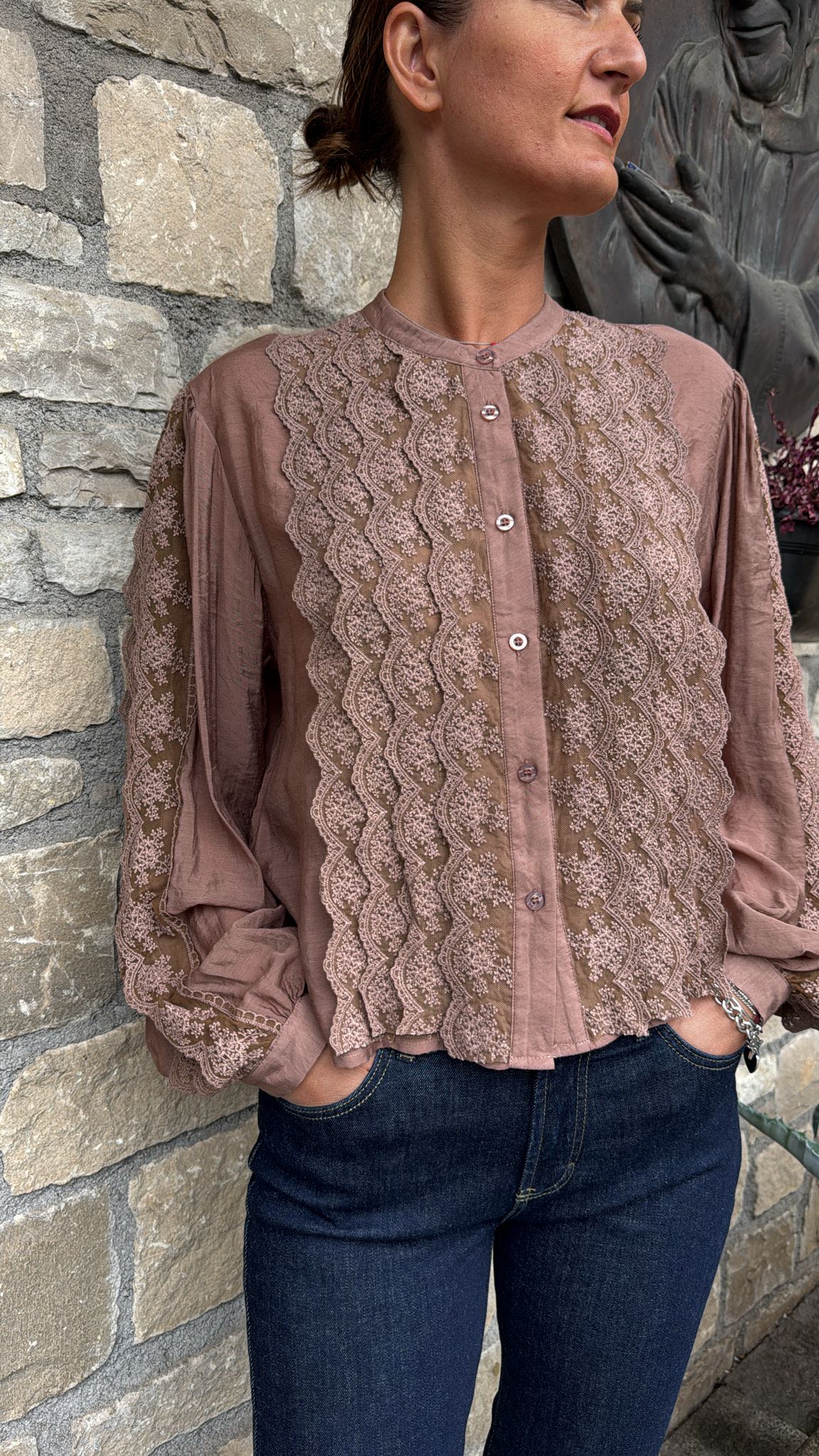 CAMICIA COREANA PIZZO MOUSSE